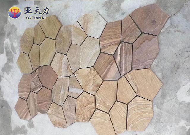 Sandstone Landscaping Paving Stone Cladding Tiles Mosaic Style For Garden Flooring